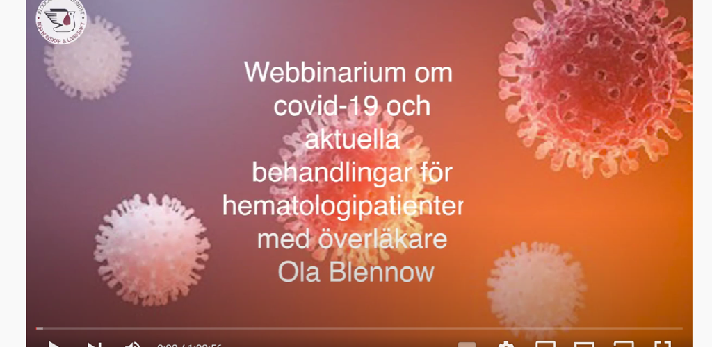 Startbild Webbinarium Covid 19 Behandlingar För Hematologipatienter Blennow