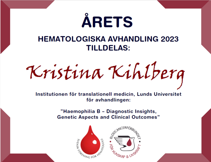 arets avhandling 2023 hematologi kristina kihlberg
