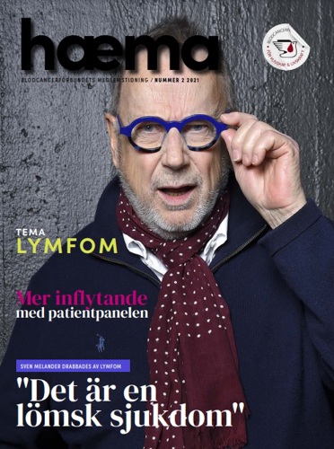 Sven melander på omslaget av Blodcancerförbundets medlemstidning Haema 2-2021
